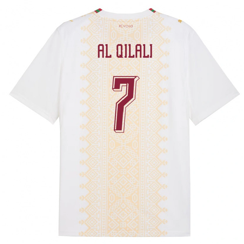 Danxen Barn Marocko Mohamed Al Qilali #7 Vit Guld Röd Bortatröja Matchtröjor 26-28 Tröjor T-Tröja