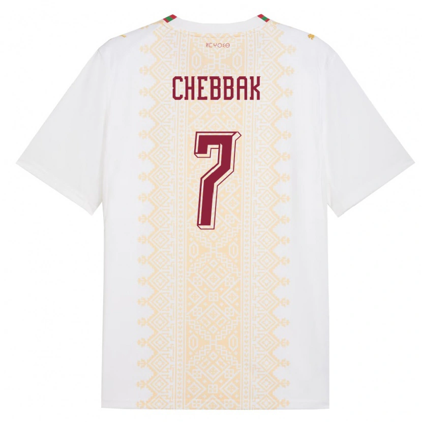 Danxen Barn Marocko Ghizlane Chebbak #7 Vit Guld Röd Bortatröja Matchtröjor 26-28 Tröjor T-Tröja