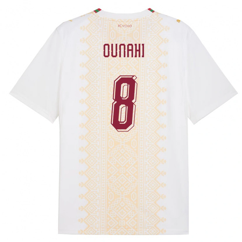 Danxen Barn Marocko Azzedine Ounahi #8 Vit Guld Röd Bortatröja Matchtröjor 26-28 Tröjor T-Tröja