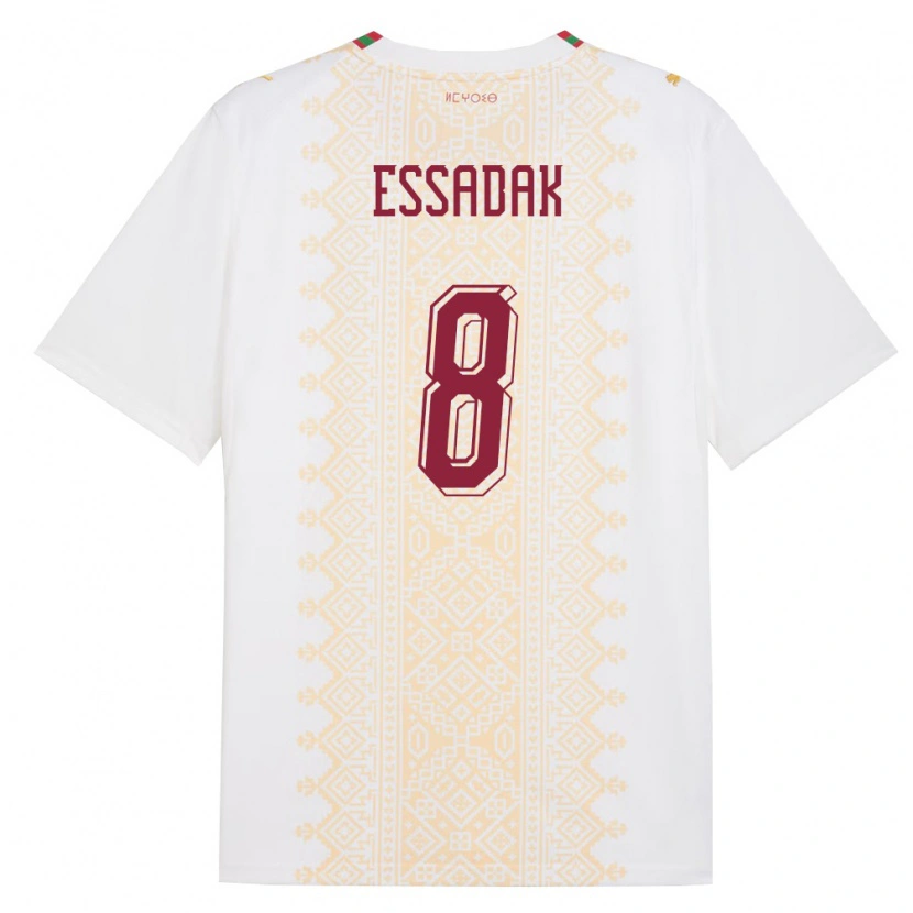 Danxen Barn Marocko Hossam Essadak #8 Vit Guld Röd Bortatröja Matchtröjor 26-28 Tröjor T-Tröja