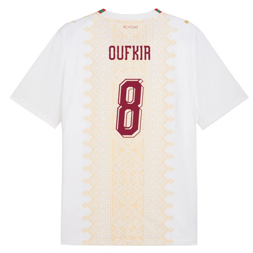 Danxen Barn Marocko Oussama Oufkir #8 Vit Guld Röd Bortatröja Matchtröjor 26-28 Tröjor T-Tröja