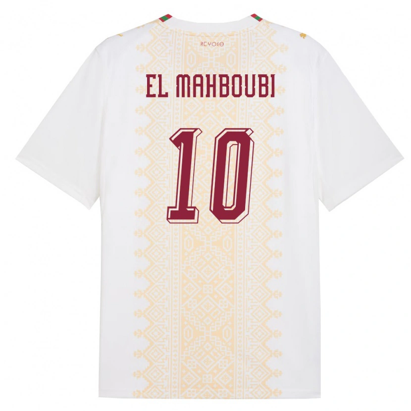 Danxen Barn Marocko Anas El Mahboubi #10 Vit Guld Röd Bortatröja Matchtröjor 26-28 Tröjor T-Tröja