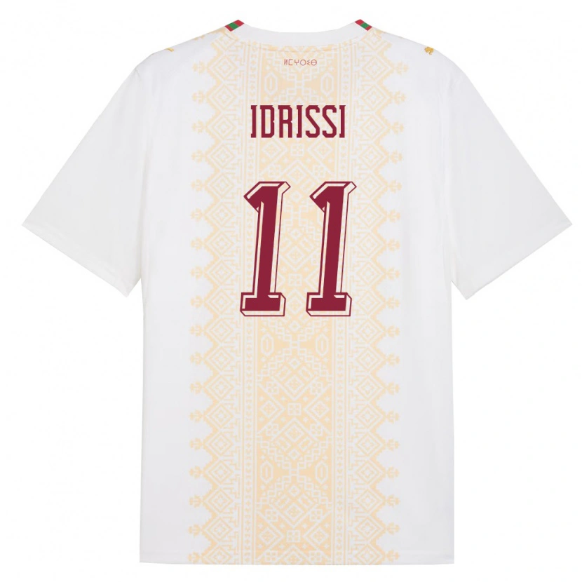 Danxen Barn Marocko Yahya Idrissi #11 Vit Guld Röd Bortatröja Matchtröjor 26-28 Tröjor T-Tröja