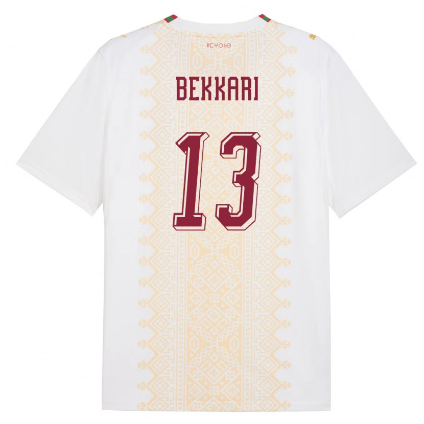 Danxen Barn Marocko Amine Bekkari #13 Vit Guld Röd Bortatröja Matchtröjor 26-28 Tröjor T-Tröja
