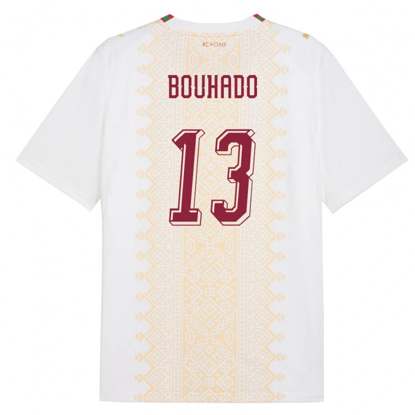 Danxen Barn Marocko Nizar Bouhado #13 Vit Guld Röd Bortatröja Matchtröjor 26-28 Tröjor T-Tröja