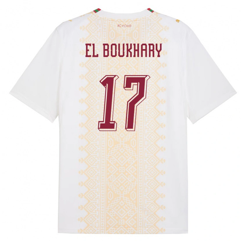 Danxen Barn Marocko Abdellah El Boukhary #17 Vit Guld Röd Bortatröja Matchtröjor 26-28 Tröjor T-Tröja
