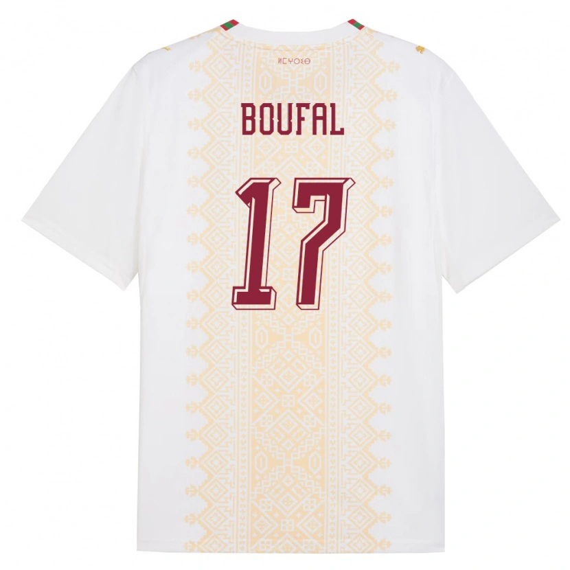 Danxen Barn Marocko Sofiane Boufal #17 Vit Guld Röd Bortatröja Matchtröjor 26-28 Tröjor T-Tröja