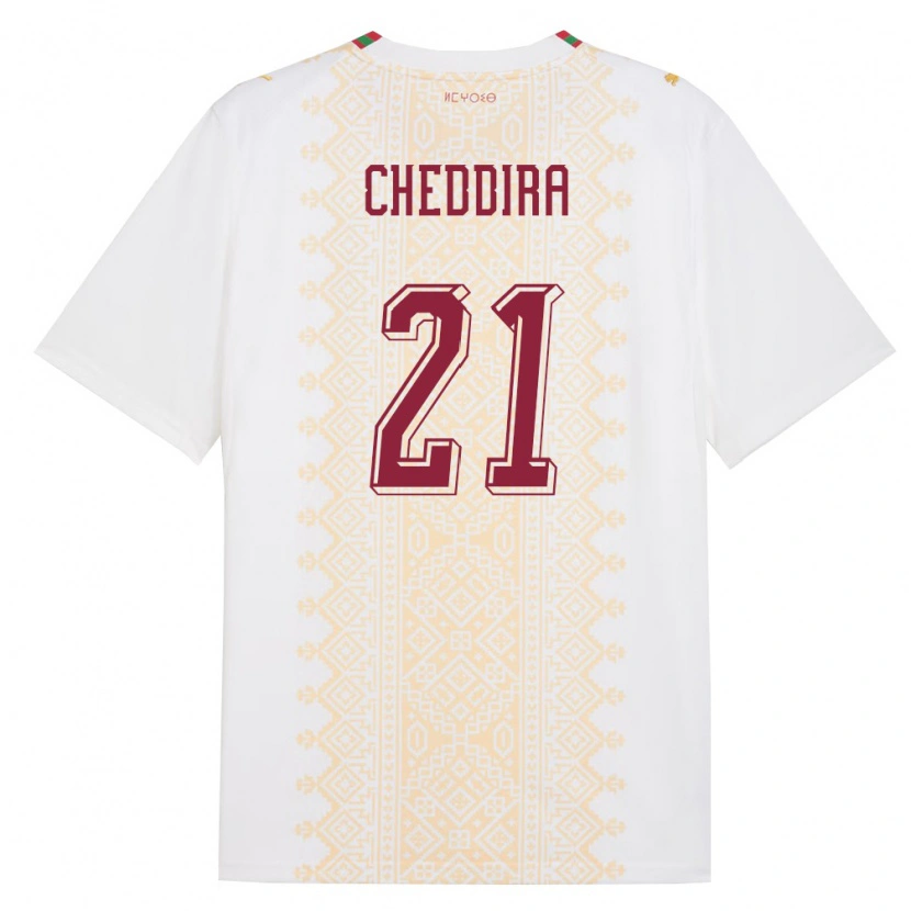 Danxen Barn Marocko Walid Cheddira #21 Vit Guld Röd Bortatröja Matchtröjor 26-28 Tröjor T-Tröja