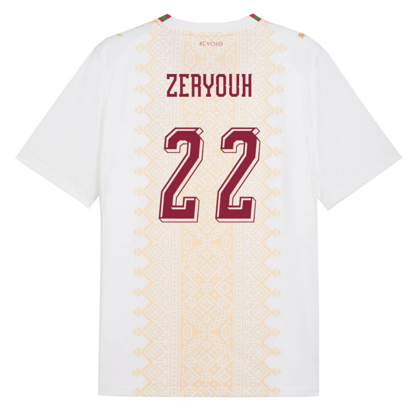 Danxen Barn Marocko Naoufal Zeryouh #22 Vit Guld Röd Bortatröja Matchtröjor 26-28 Tröjor T-Tröja