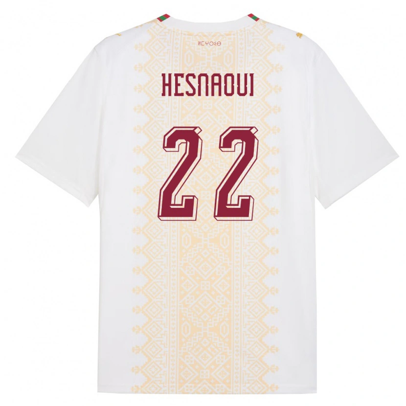 Danxen Barn Marocko Hind Hesnaoui #22 Vit Guld Röd Bortatröja Matchtröjor 26-28 Tröjor T-Tröja