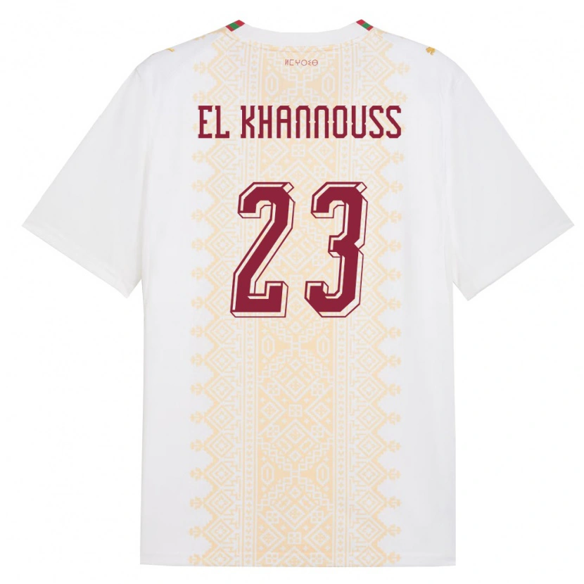 Danxen Barn Marocko Bilal El Khannouss #23 Vit Guld Röd Bortatröja Matchtröjor 26-28 Tröjor T-Tröja