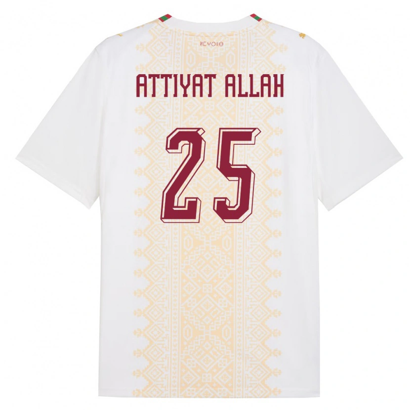 Danxen Barn Marocko Yahia Attiyat Allah #25 Vit Guld Röd Bortatröja Matchtröjor 26-28 Tröjor T-Tröja