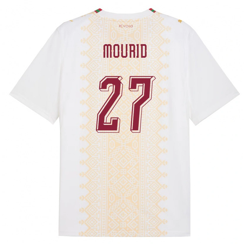 Danxen Barn Marocko Aymane Mourid #27 Vit Guld Röd Bortatröja Matchtröjor 26-28 Tröjor T-Tröja