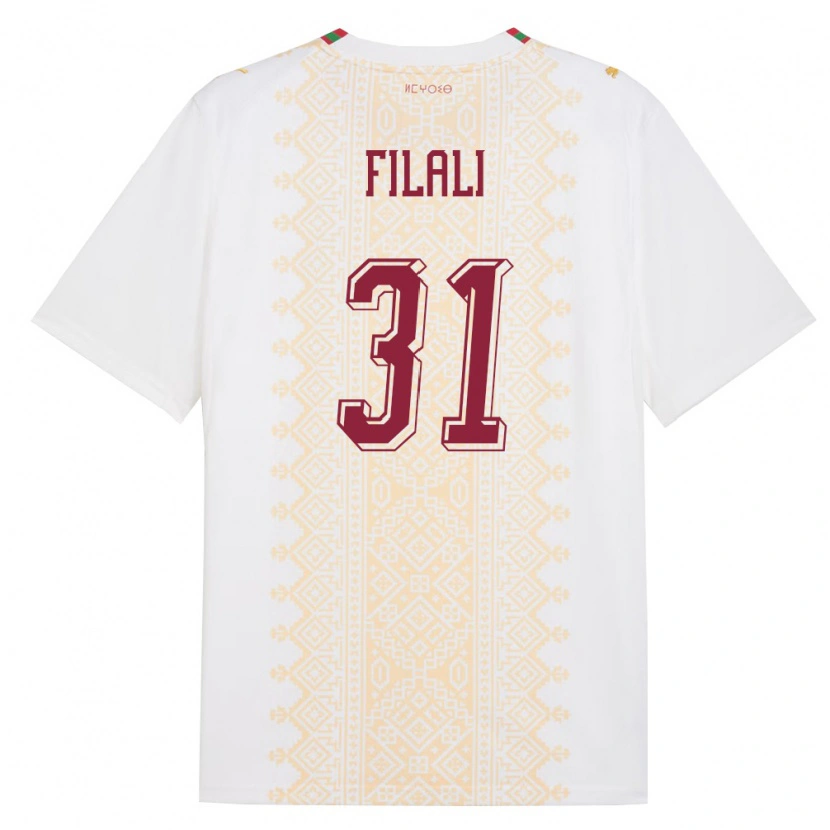 Danxen Barn Marocko Abderrahmane Filali #31 Vit Guld Röd Bortatröja Matchtröjor 26-28 Tröjor T-Tröja