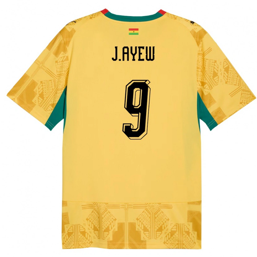 Danxen Barn Ghana Jordan Ayew #9 Gul Röd Svart Bortatröja Matchtröjor 26-28 Tröjor T-Tröja
