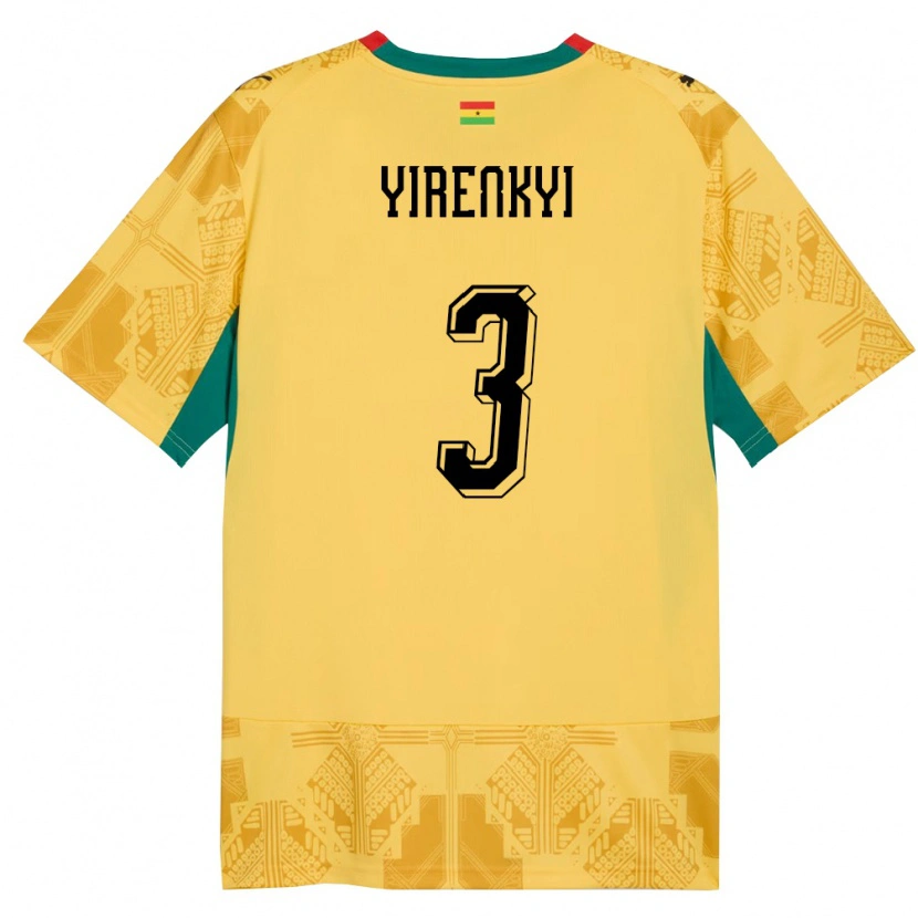Danxen Barn Ghana Caleb Yirenkyi #3 Gul Röd Svart Bortatröja Matchtröjor 26-28 Tröjor T-Tröja