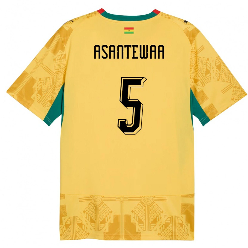 Danxen Barn Ghana Grace Asantewaa #5 Gul Röd Svart Bortatröja Matchtröjor 26-28 Tröjor T-Tröja