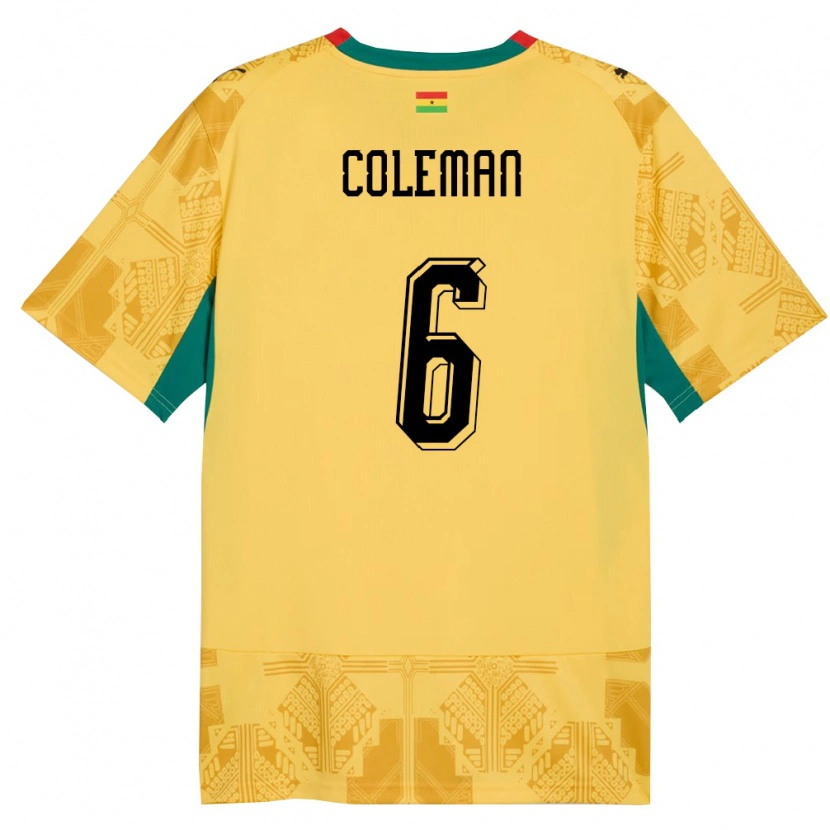 Danxen Barn Ghana Ellen Coleman #6 Gul Röd Svart Bortatröja Matchtröjor 26-28 Tröjor T-Tröja