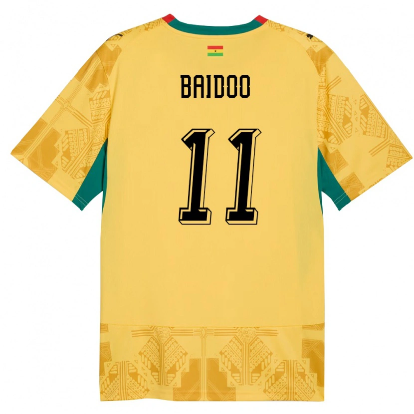 Danxen Barn Ghana Michael Baidoo #11 Gul Röd Svart Bortatröja Matchtröjor 26-28 Tröjor T-Tröja