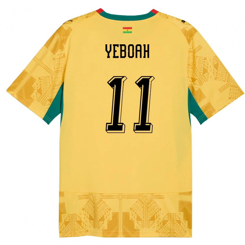 Danxen Barn Ghana Emmanuel Yeboah #11 Gul Röd Svart Bortatröja Matchtröjor 26-28 Tröjor T-Tröja