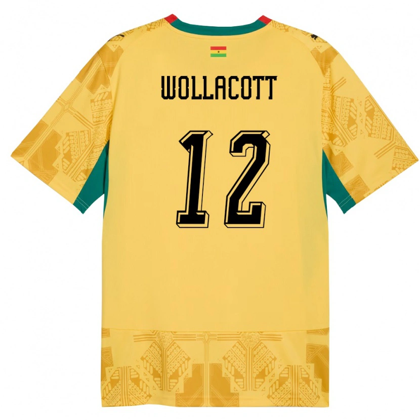 Danxen Barn Ghana Joe Wollacott #12 Gul Röd Svart Bortatröja Matchtröjor 26-28 Tröjor T-Tröja