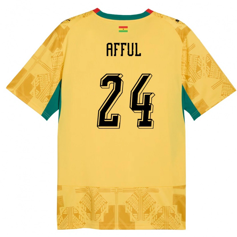 Danxen Barn Ghana Isaac Afful #24 Gul Röd Svart Bortatröja Matchtröjor 26-28 Tröjor T-Tröja