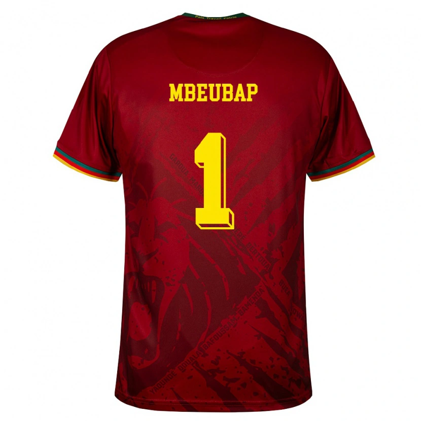 Danxen Barn Kamerun Jacques Mbeubap #1 Djup Röd Grön Gul Bortatröja Matchtröjor 26-28 Tröjor T-Tröja