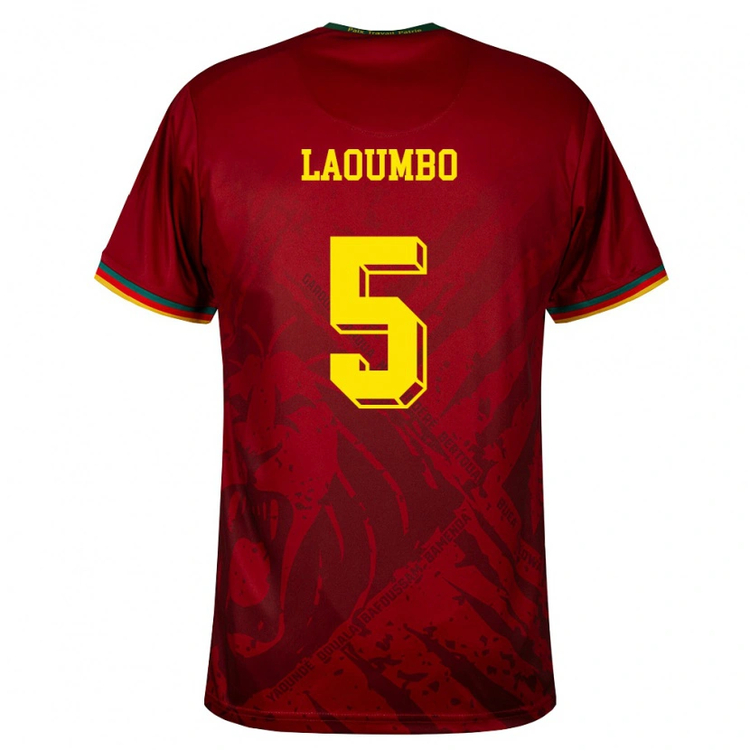 Danxen Barn Kamerun Bere Laoumbo #5 Djup Röd Grön Gul Bortatröja Matchtröjor 26-28 Tröjor T-Tröja