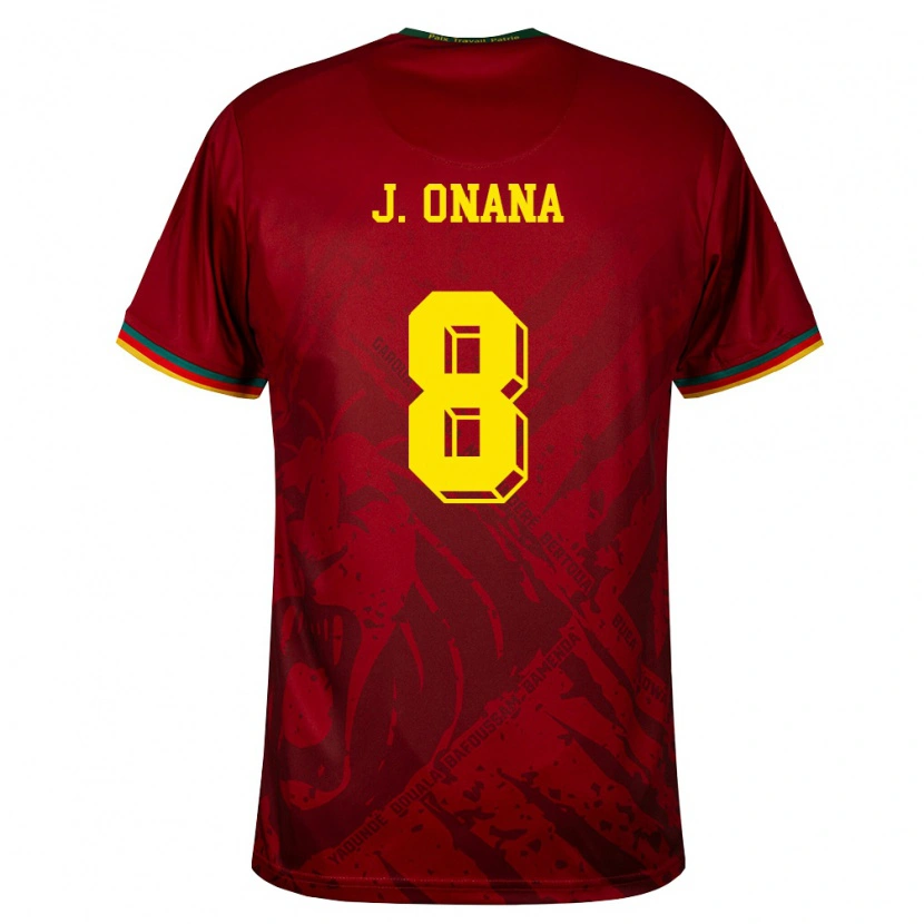 Danxen Barn Kamerun Jean Onana #8 Djup Röd Grön Gul Bortatröja Matchtröjor 26-28 Tröjor T-Tröja