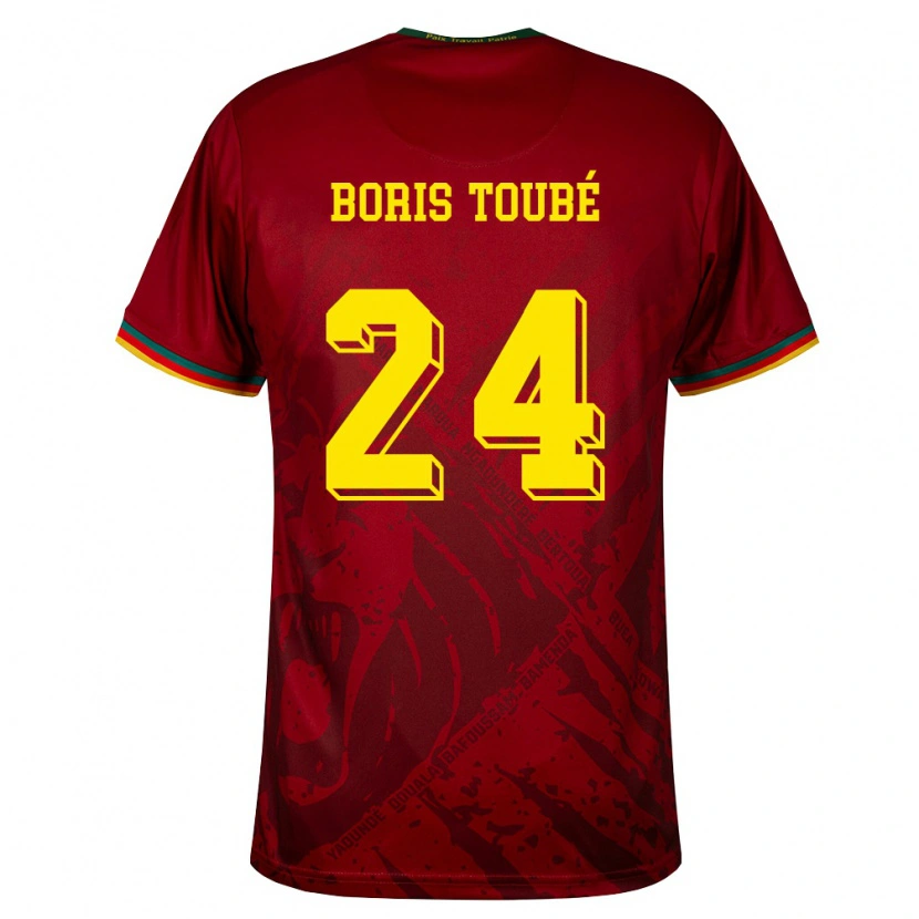 Danxen Barn Kamerun Godefroy Christopher Boris Toubé #24 Djup Röd Grön Gul Bortatröja Matchtröjor 26-28 Tröjor T-Tröja