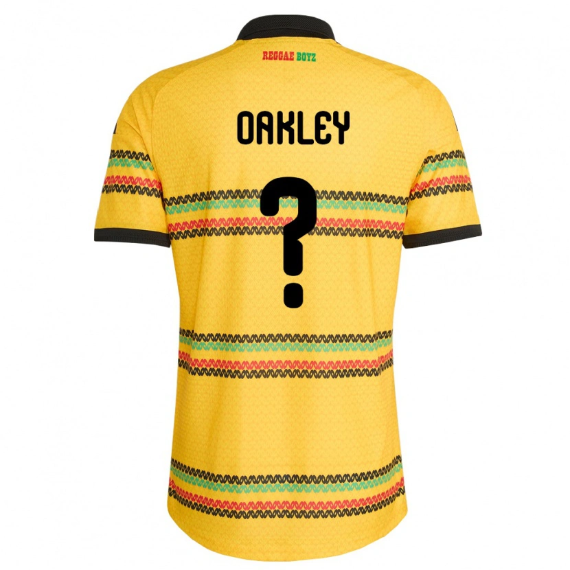 Danxen Män Jamaica Katie Oakley #0 Gul Svart Grön Hemmatröja Matchtröjor 26-28 Tröjor T-Tröja