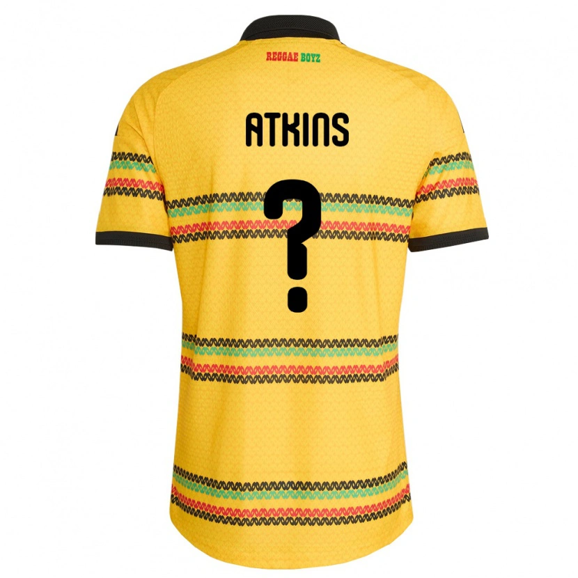 Danxen Män Jamaica Maliah Atkins #0 Gul Svart Grön Hemmatröja Matchtröjor 26-28 Tröjor T-Tröja