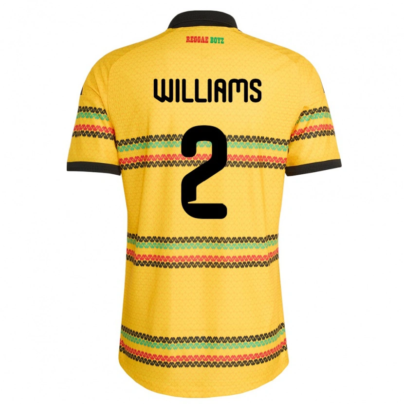 Danxen Män Jamaica Javin Amani Williams #2 Gul Svart Grön Hemmatröja Matchtröjor 26-28 Tröjor T-Tröja