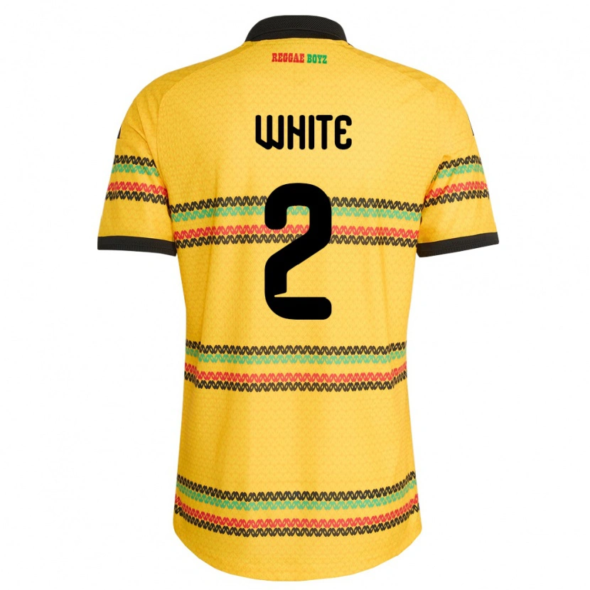 Danxen Män Jamaica Alexander White #2 Gul Svart Grön Hemmatröja Matchtröjor 26-28 Tröjor T-Tröja