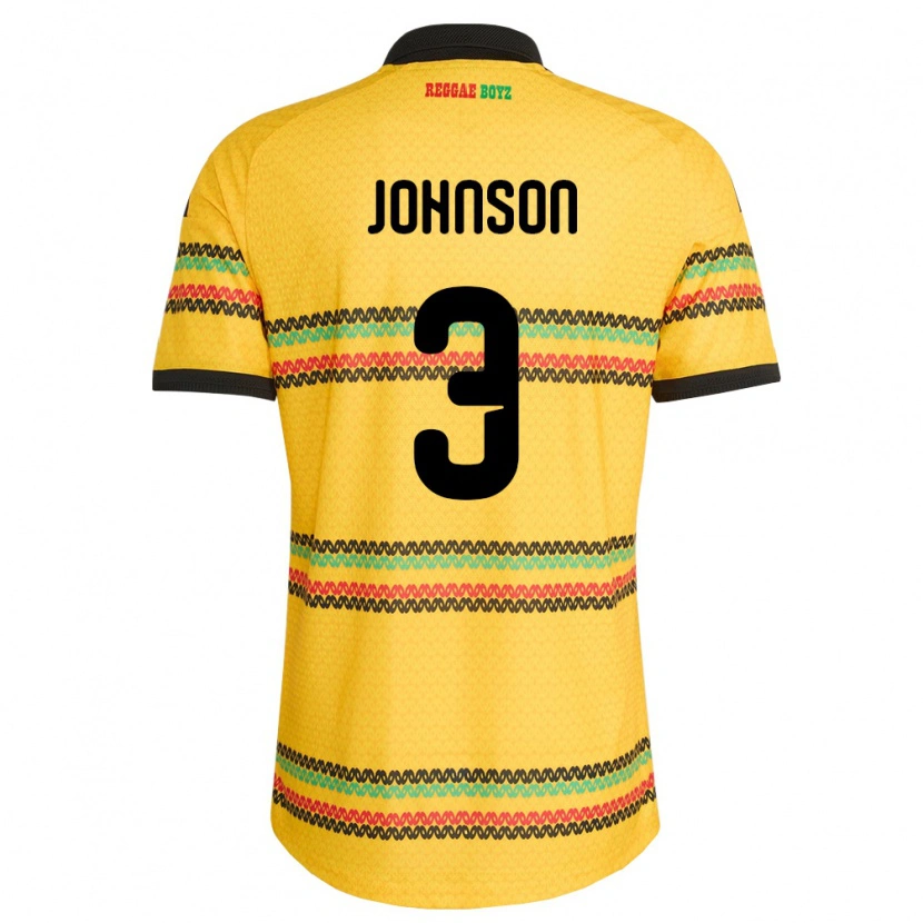 Danxen Män Jamaica Melissa Johnson #3 Gul Svart Grön Hemmatröja Matchtröjor 26-28 Tröjor T-Tröja