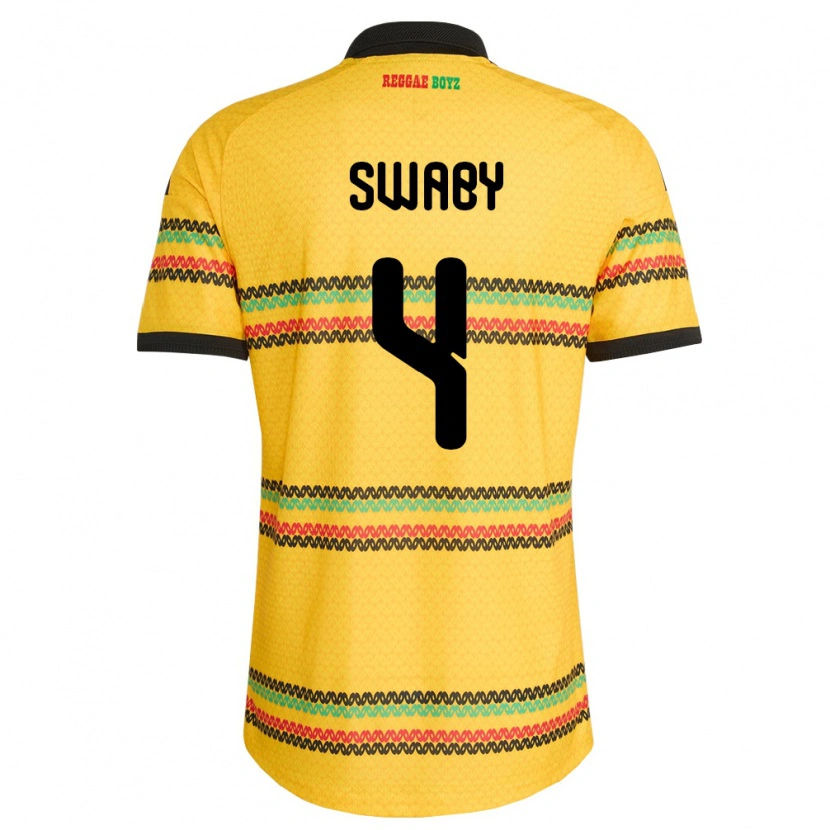 Danxen Män Jamaica Chantelle Swaby #4 Gul Svart Grön Hemmatröja Matchtröjor 26-28 Tröjor T-Tröja