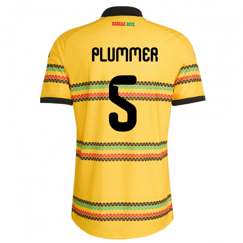 Danxen Män Jamaica Konya Plummer #5 Gul Svart Grön Hemmatröja Matchtröjor 26-28 Tröjor T-Tröja