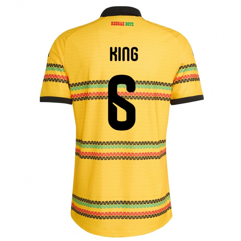 Danxen Män Jamaica Richard King #6 Gul Svart Grön Hemmatröja Matchtröjor 26-28 Tröjor T-Tröja