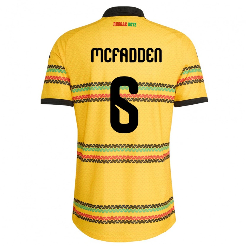 Danxen Män Jamaica Logan Mcfadden #6 Gul Svart Grön Hemmatröja Matchtröjor 26-28 Tröjor T-Tröja