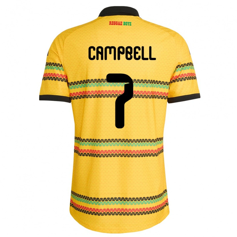 Danxen Män Jamaica Tyreece Campbell #7 Gul Svart Grön Hemmatröja Matchtröjor 26-28 Tröjor T-Tröja