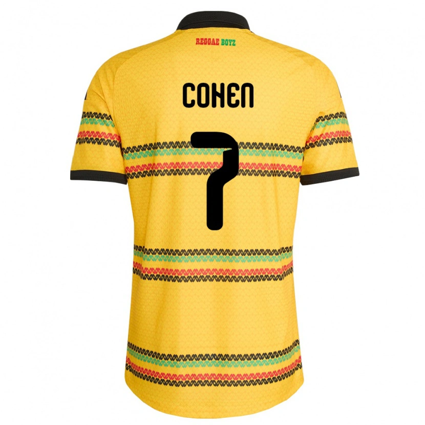 Danxen Män Jamaica Dunsting Cohen #7 Gul Svart Grön Hemmatröja Matchtröjor 26-28 Tröjor T-Tröja