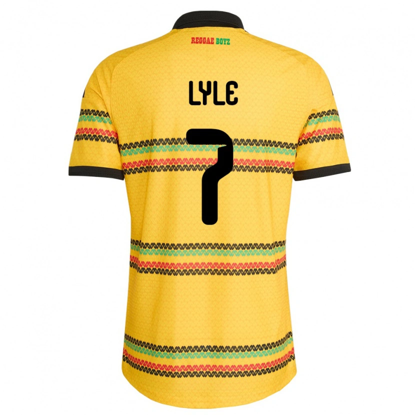 Danxen Män Jamaica Jamone Lyle #7 Gul Svart Grön Hemmatröja Matchtröjor 26-28 Tröjor T-Tröja