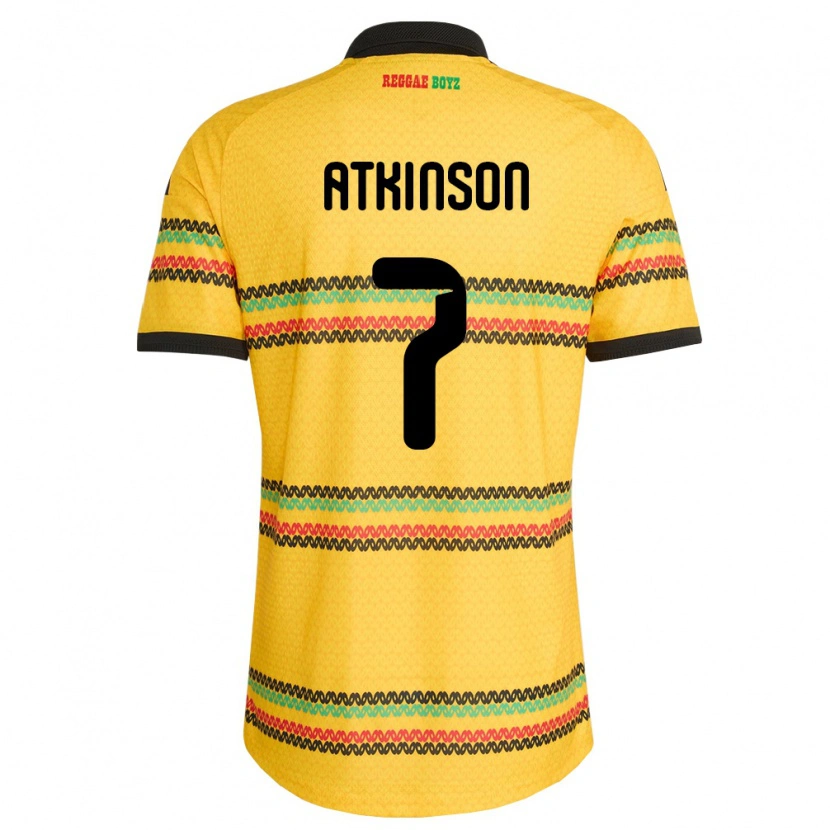 Danxen Män Jamaica Natoya Atkinson #7 Gul Svart Grön Hemmatröja Matchtröjor 26-28 Tröjor T-Tröja