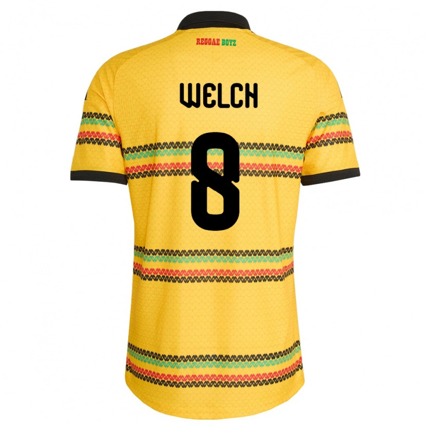 Danxen Män Jamaica Makai Welch #8 Gul Svart Grön Hemmatröja Matchtröjor 26-28 Tröjor T-Tröja