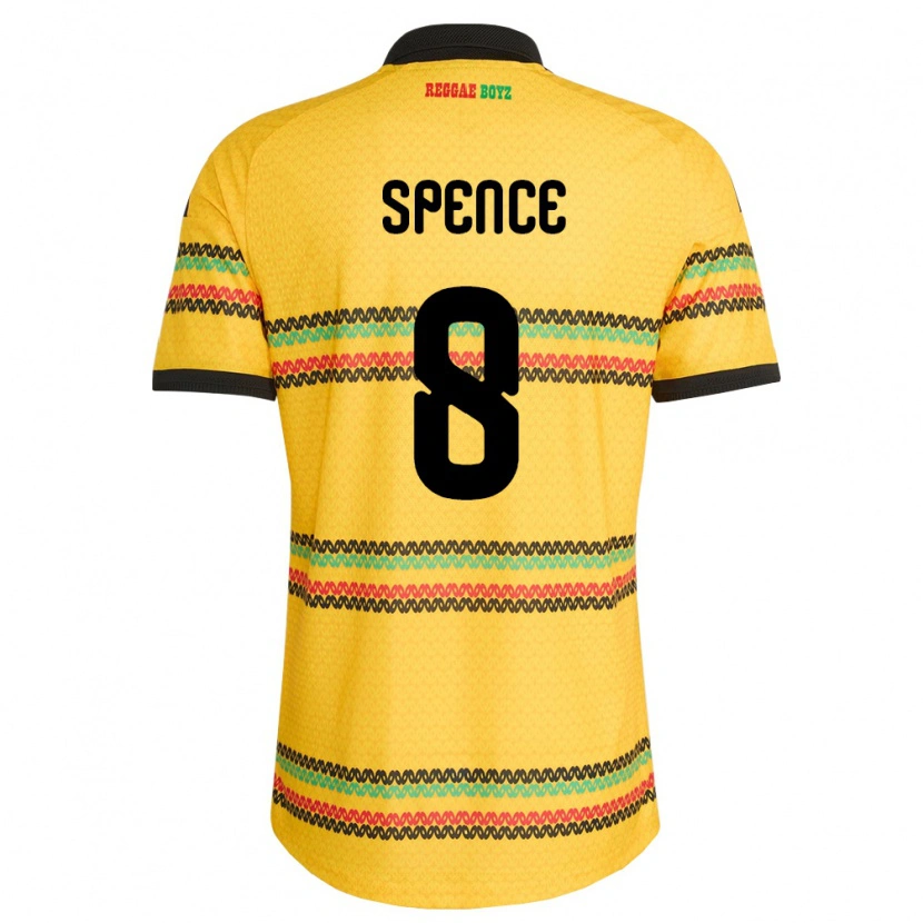 Danxen Män Jamaica Drew Spence #8 Gul Svart Grön Hemmatröja Matchtröjor 26-28 Tröjor T-Tröja