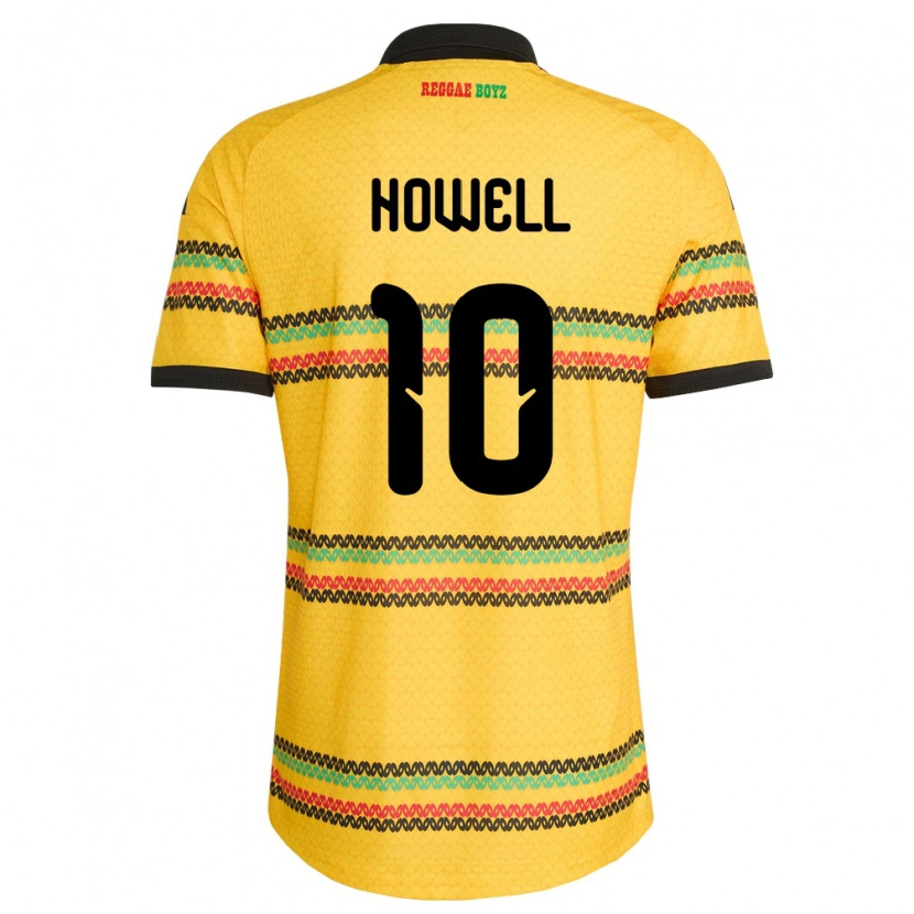 Danxen Män Jamaica Jabarie Howell #10 Gul Svart Grön Hemmatröja Matchtröjor 26-28 Tröjor T-Tröja