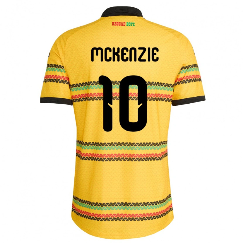 Danxen Män Jamaica Denzel Mckenzie #10 Gul Svart Grön Hemmatröja Matchtröjor 26-28 Tröjor T-Tröja