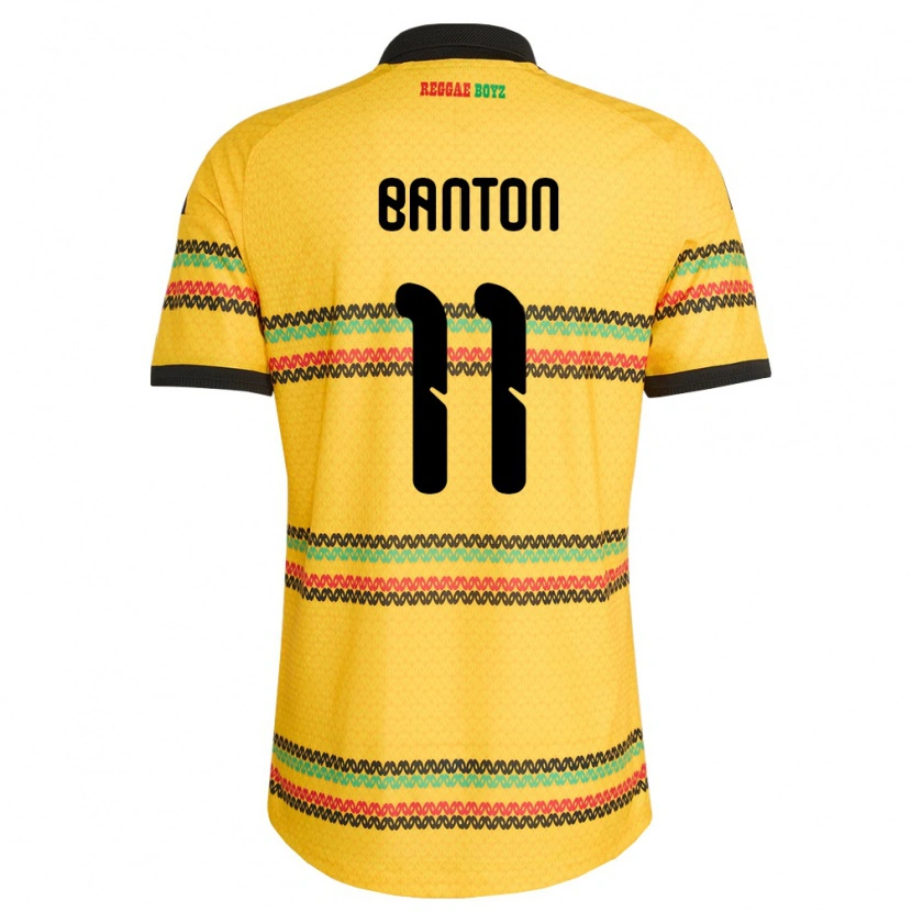 Danxen Män Jamaica Kenoy Banton #11 Gul Svart Grön Hemmatröja Matchtröjor 26-28 Tröjor T-Tröja