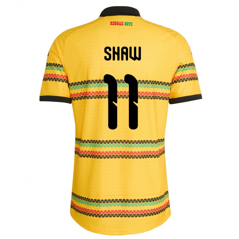 Danxen Män Jamaica Khadija Shaw #11 Gul Svart Grön Hemmatröja Matchtröjor 26-28 Tröjor T-Tröja