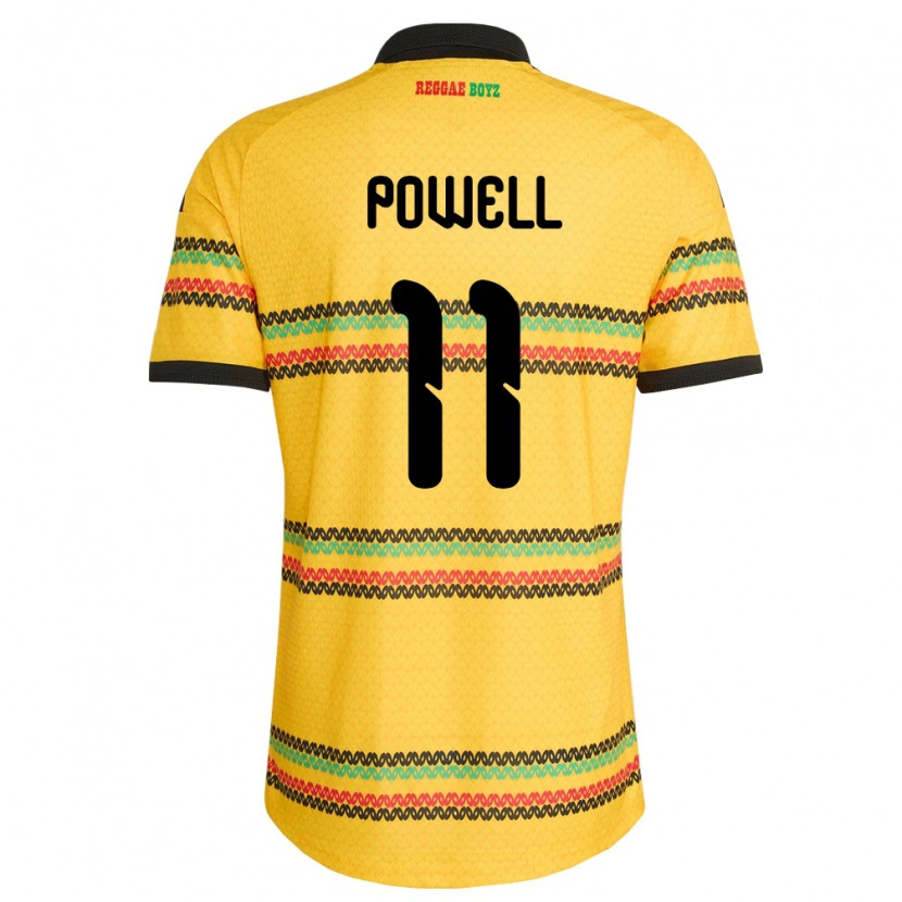 Danxen Män Jamaica Destiny Powell #11 Gul Svart Grön Hemmatröja Matchtröjor 26-28 Tröjor T-Tröja